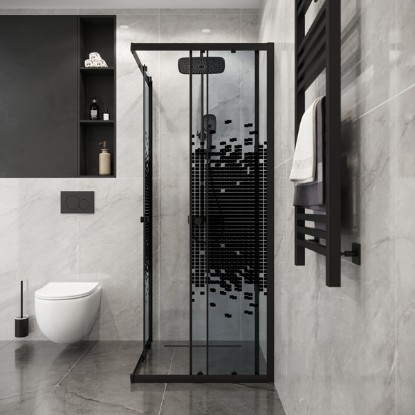 Изображение товара Душевой уголок Niagara Eco NG-1010-14QBLACK 100x100x190 (черный/стекло мозаика)