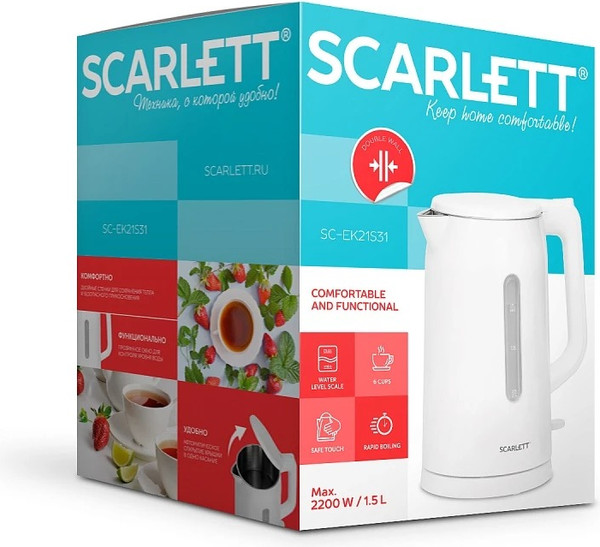 Изображение товара Электрочайник Scarlett SC-EK21S31 (белый)