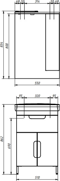Изображение товара Тумба под умывальник Belux Мадейра Н 55-01 (1, белый глянцевый)