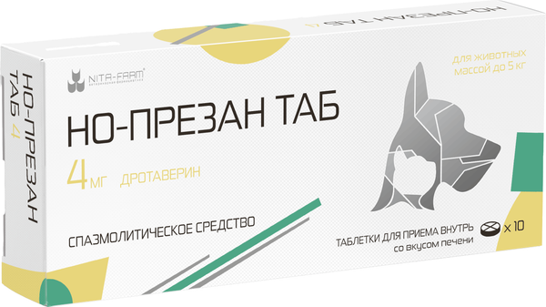 Изображение товара Таблетки противовоспалительные для животных Nita-Farm Но-презан 4мг (10шт)