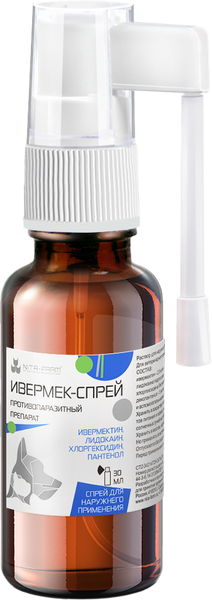Изображение товара Спрей от блох Nita-Farm Ивермек (30мл)