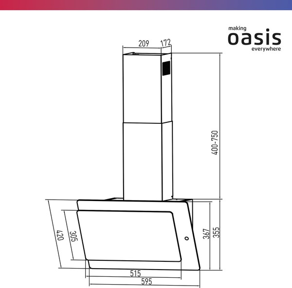 Изображение товара Вытяжка наклонная Making Oasis Everywhere NK-60B