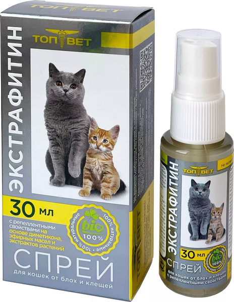 Изображение товара Спрей от блох ТОП-ВЕТ Экстрафитин для кошек (30мл)
