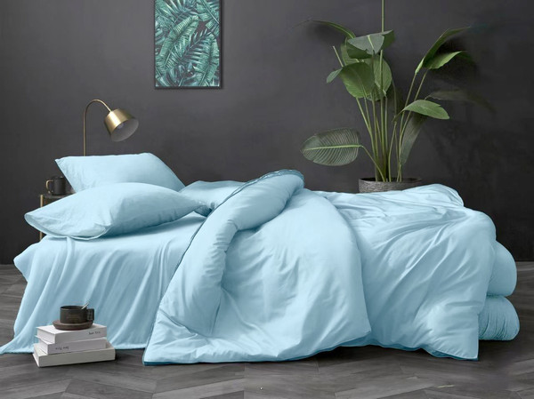 Изображение товара Простыня Бояртекс Поплин на резинке 160x200x35 (голубой)