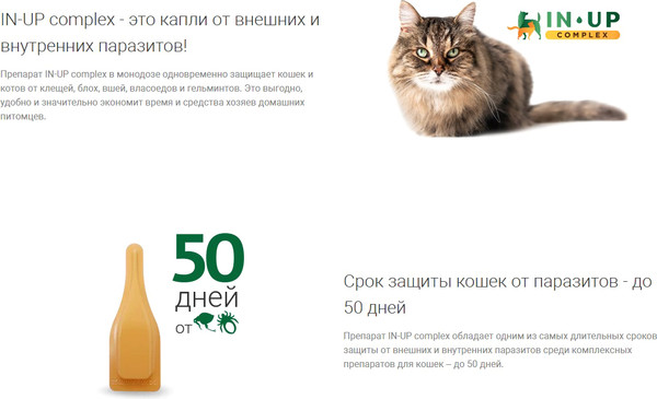 Изображение товара Капли от паразитов IN-UP комплекс для кошек (0.5мл)