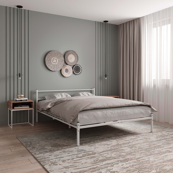 Изображение товара Двуспальная кровать Князев Мебель Калабрия 1 КЛ1.120.200.Б (белый муар)