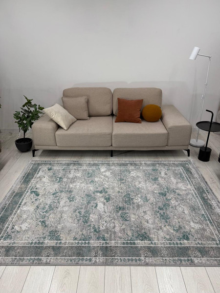 Изображение товара Ковер Radjab Carpet Афина Прямоугольник 9008A / 12805RK (3x5, Grey/Green)