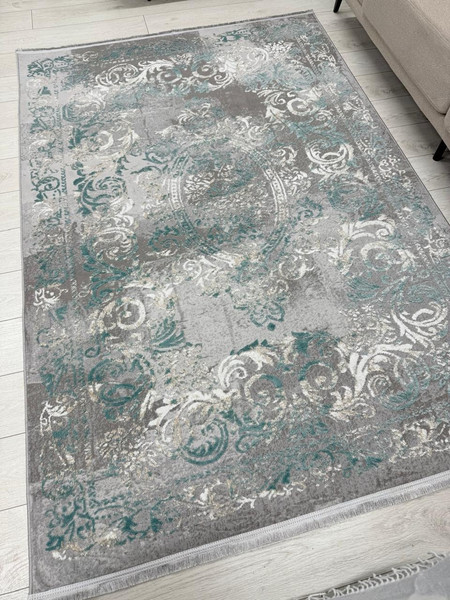 Изображение товара Ковер Radjab Carpet Афина Прямоугольник 9009A / 12813RK (3x4, Grey/Green)