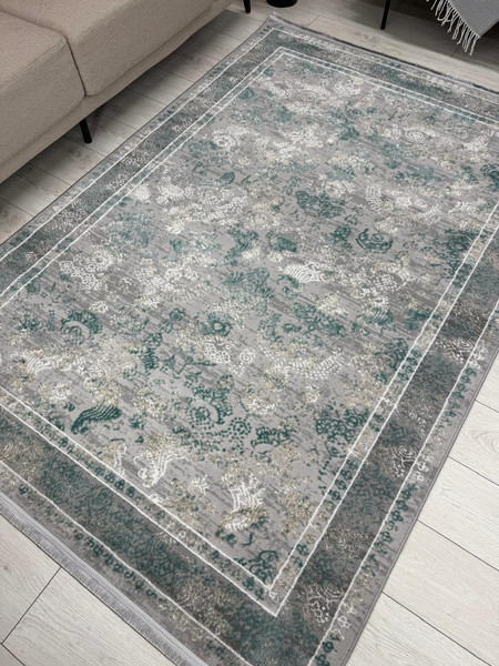 Изображение товара Ковер Radjab Carpet Афина Прямоугольник 9008A / 12803RK (2.4x3.4, Grey/Green)