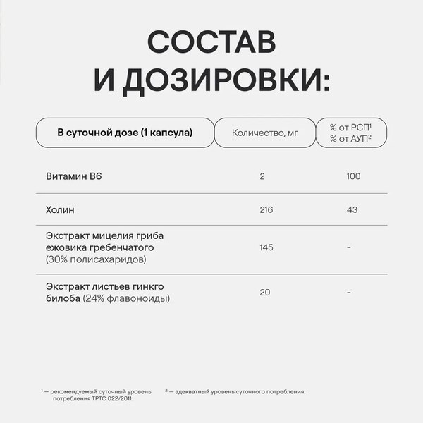 Изображение товара Комплексная пищевая добавка 4Fresh Унибрэйн Ежовик гребенчатый (60 капсул)