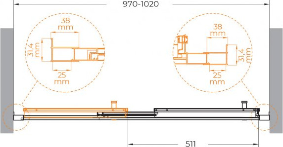 Изображение товара Душевая дверь Cezares MOLVENO-BF-3-100-C-BORO-IV