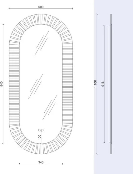 Изображение товара Зеркало Teymi Iva Caprice 500x1100 / T20610
