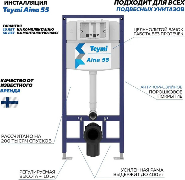 Изображение товара Инсталляция для унитаза Teymi Aina 55 / T70035