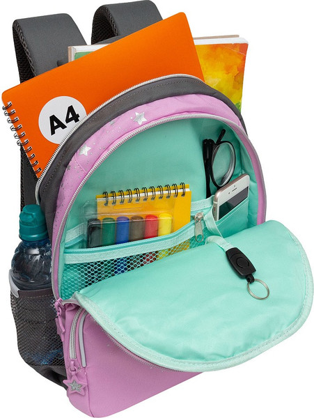 Изображение товара Школьный рюкзак Grizzly RG-560-2 (серый/розовый)