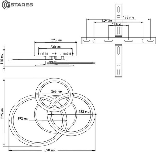 Изображение товара Люстра Estares Sonne 90W 4R-APP-590x525x110-WHITE/WHITE-220-IP20