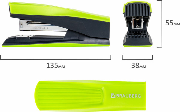 Изображение товара Степлер Brauberg №24/6 / 272741 (зеленый/черный)