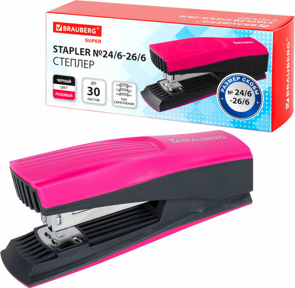 Изображение товара Степлер Brauberg №24/6 / 272740 (маджента/черный)