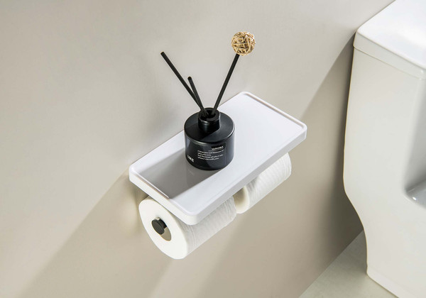 Изображение товара Держатель для туалетной бумаги Aquatek Европа AQ4919MB (с полкой, черный матовый)