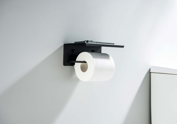 Изображение товара Держатель для туалетной бумаги Aquatek Либра AQ4309MB (с полкой, черный матовый)