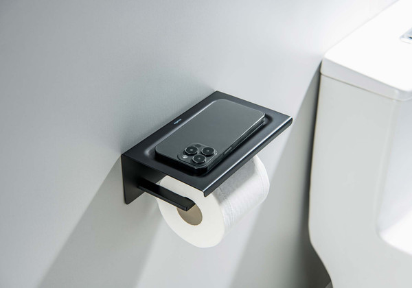 Изображение товара Держатель для туалетной бумаги Aquatek Либра AQ4309MB (с полкой, черный матовый)