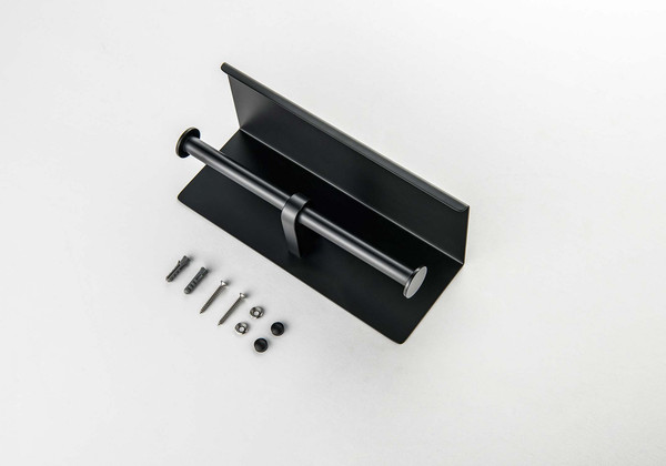 Изображение товара Держатель для туалетной бумаги Aquatek Оберон AQ4909MB (с полкой, черный матовый)