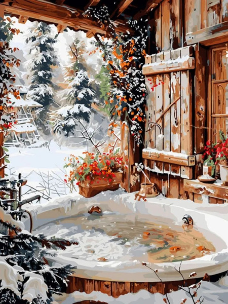 Изображение товара Картина по номерам БЕЛОСНЕЖКА Банька на морозе / 1186-AS