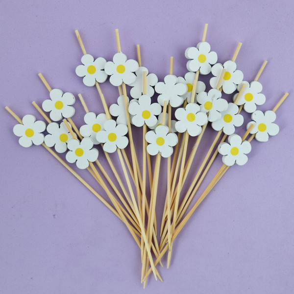 Изображение товара Набор шпажек для канапе Мультидом Ромашки VL80-588 (24шт)