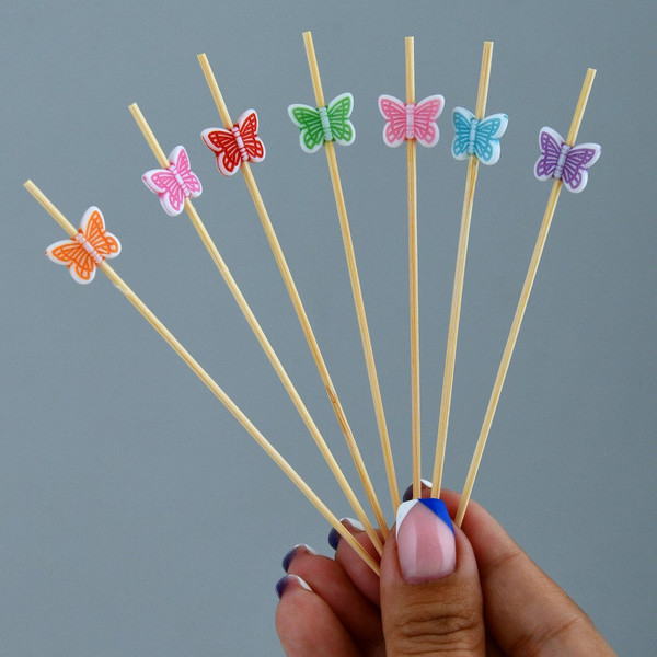 Изображение товара Набор шпажек для канапе Мультидом Бабочки BJ80-601 (24шт)
