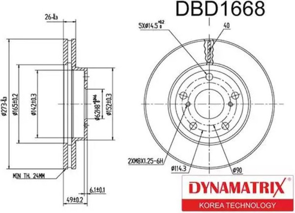 Изображение товара Тормозной диск Dynamatrix-Korea DBD1668