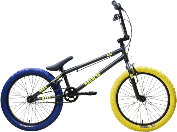 Изображение товара Велосипед STARK Madness BMX 1 2025 (графит матовый/желтый/синий, разобранный, в коробке)