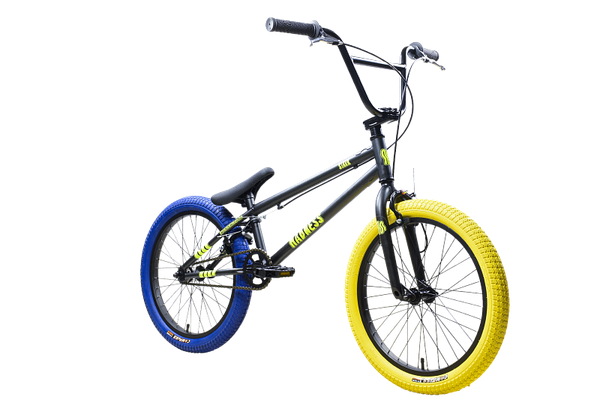 Изображение товара Велосипед STARK Madness BMX 1 2025 (графит матовый/желтый/синий, разобранный, в коробке)