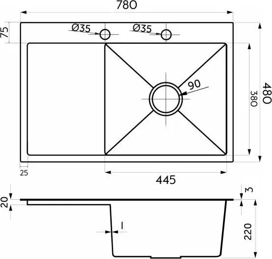 Изображение товара Мойка кухонная Axus LS-7848BD