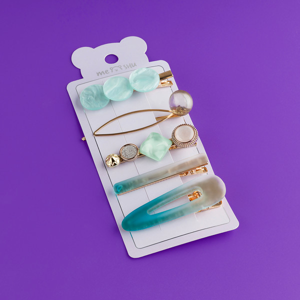 Изображение товара Набор заколок для волос Meshu MS_60655 (5шт, бирюзовый)