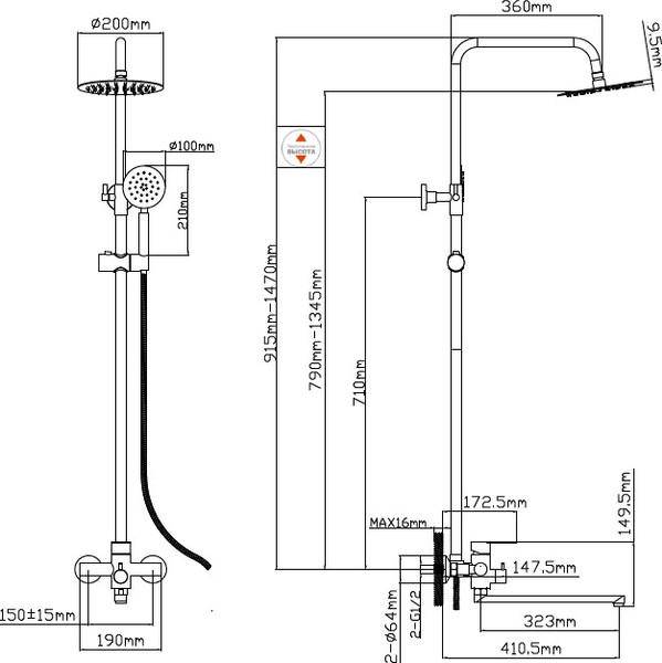 Изображение товара Душевая система со смесителем Oasis SUS2000MSt_Car