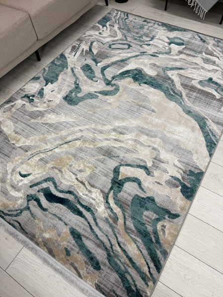 Изображение товара Ковер Radjab Carpet Афина Прямоугольник 9011A / 12840RK (3x4, Grey/D.Green)