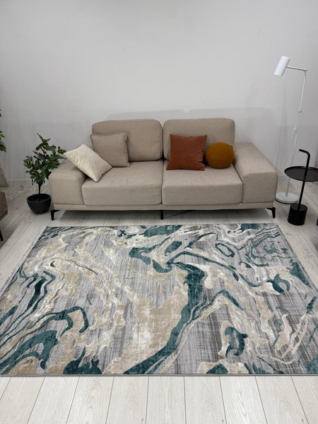 Изображение товара Ковер Radjab Carpet Афина Прямоугольник 9011A / 12836RK (1.6x3, Grey/D.Green)