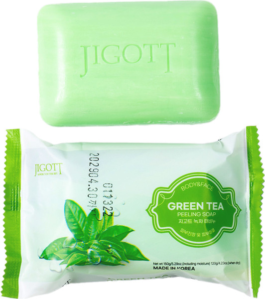 Изображение товара Мыло твердое Jigott Green Tea Scrub Soap для лица и тела с экстрактом зеленого чая (150г)