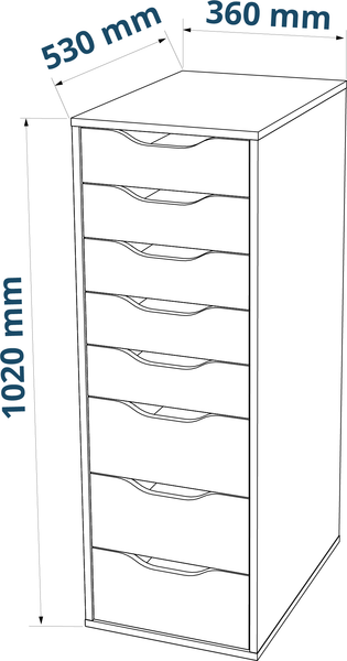 Изображение товара Комод Mio Tesoro Ингар 8 (серый/бирюзовый)