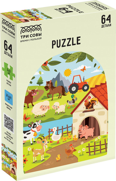Изображение товара Пазл Три совы Деревня / ПК64_54551 (64эл)