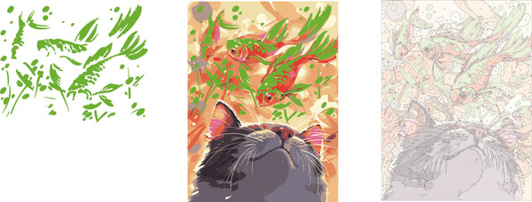 Изображение товара Картина по номерам Феникс+ Кот с рыбами / 67959