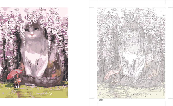 Изображение товара Картина по номерам Феникс+ Кот в сакуре / 67932