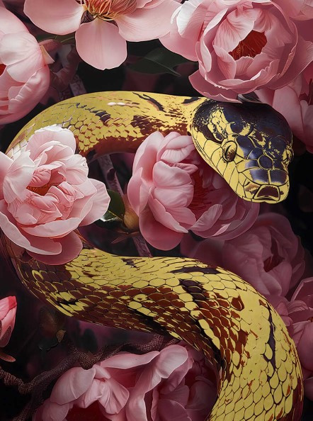 Изображение товара Картина по номерам Феникс+ Змея в цветах / 67973