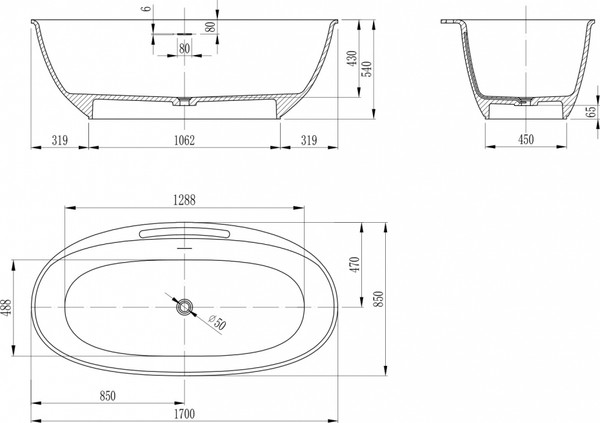 Изображение товара Ванна из искусственного камня Abber Stein AS9631 (белый матовый)