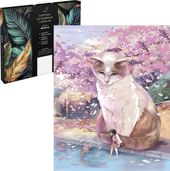 Изображение товара Картина по номерам Феникс+ Кот в сакуре / 67976