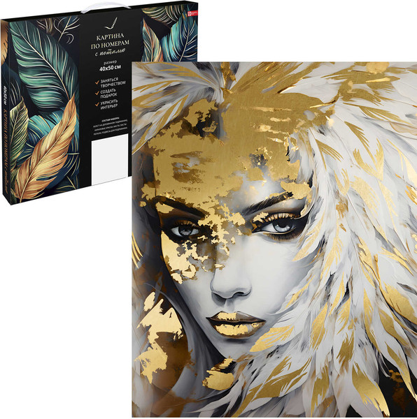 Изображение товара Картина по номерам Феникс+ Девушка в перьях / 67980