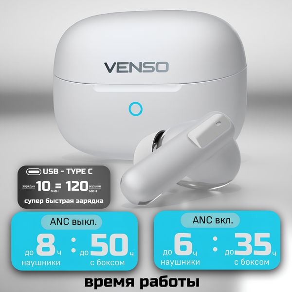Изображение товара Беспроводные наушники Venso VT-709 ANC (белый)