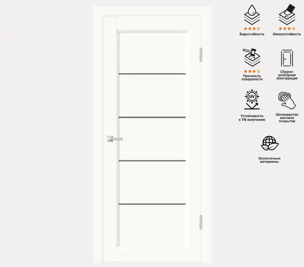 Изображение товара Дверь межкомнатная Velldoris Emalux Style 1 90x200 (белый опал/мателюкс графит)