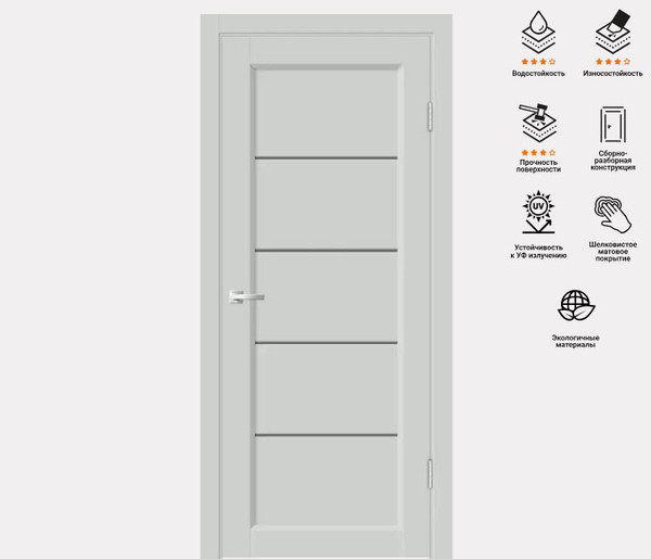 Изображение товара Дверь межкомнатная Velldoris Emalux Style 1 60x200 (доломит/мателюкс графит)