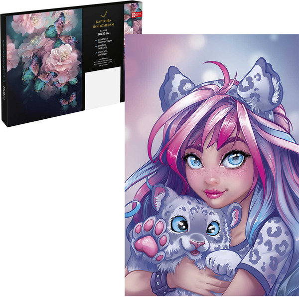 Изображение товара Картина по номерам Феникс+ Девушка с барсом / 67916