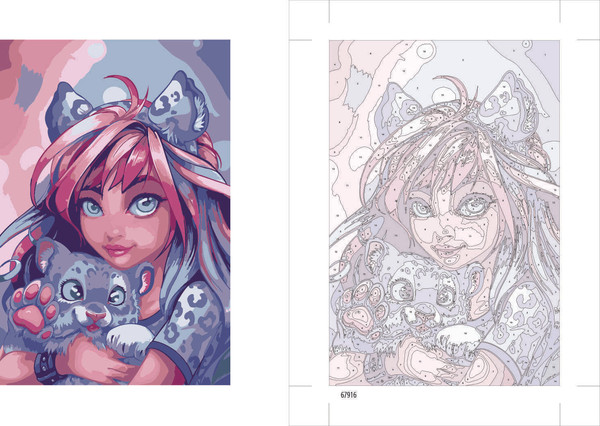 Изображение товара Картина по номерам Феникс+ Девушка с барсом / 67916